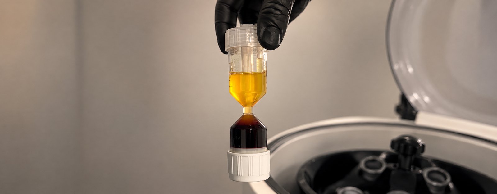 Platelet-rich plasma separated after spinning in the centrifuge